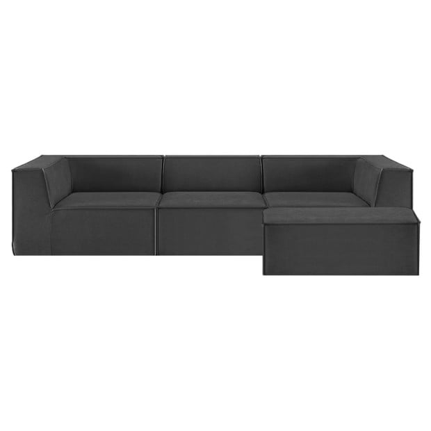 Sarantino Novi 3-Seater Modular Sofa with Ottoman - Black Image 2