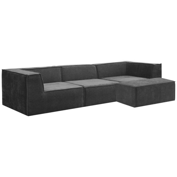 Sarantino Novi 3-Seater Modular Sofa Ottoman Charcoal Black Non-Slip Bottom Lounge Image 2