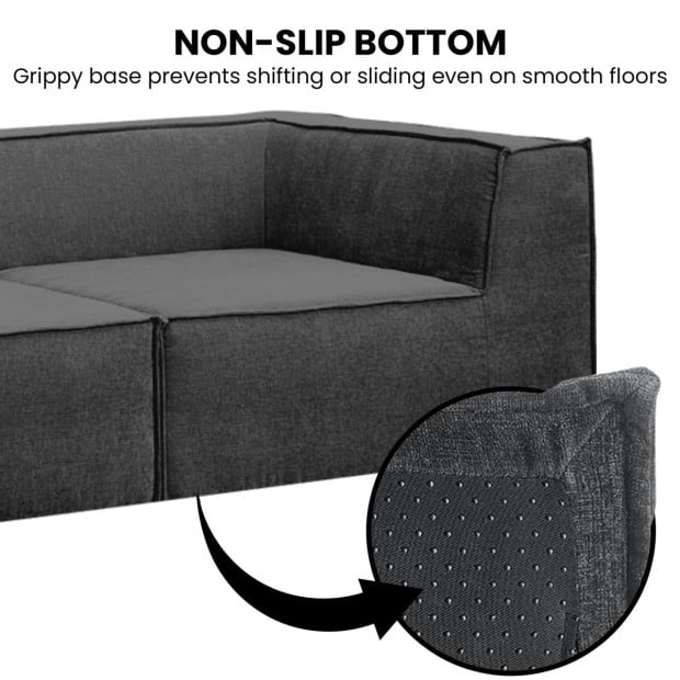 Sarantino Novi 3-Seater Modular Sofa Ottoman Charcoal Black Non-Slip Bottom Lounge Image 7