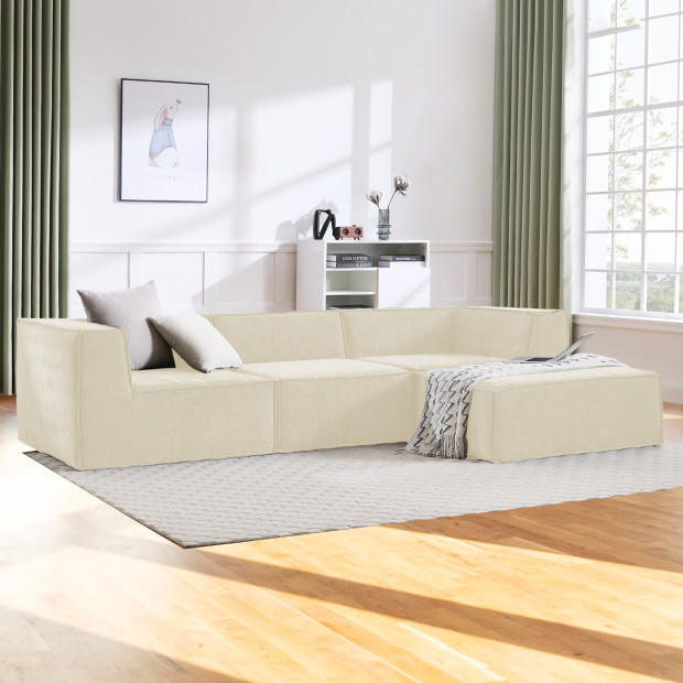 Sarantino Novi 3-Seater Modular Sofa with Ottoman - Cream Image 10