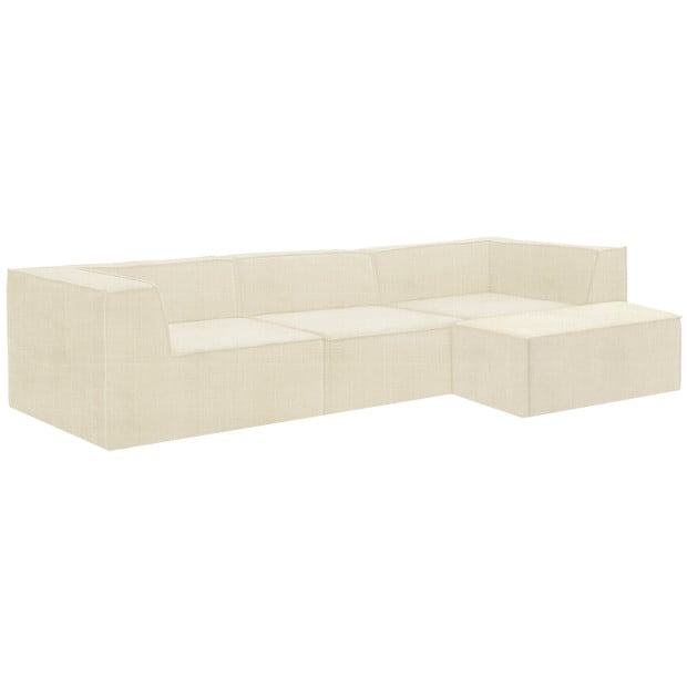 Sarantino Novi 3-Seater Modular Sofa with Ottoman - Cream Image 3