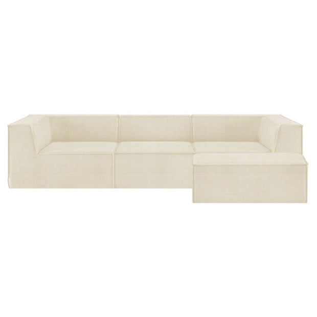 Sarantino Novi 3-Seater Modular Sofa with Ottoman - Cream Image 2