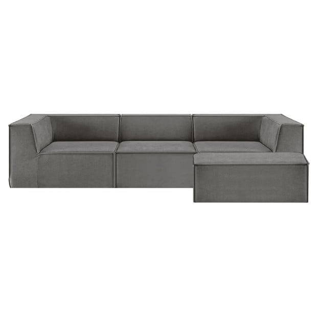 Sarantino Novi 3-Seater Modular Sofa with Ottoman - Grey Image 2