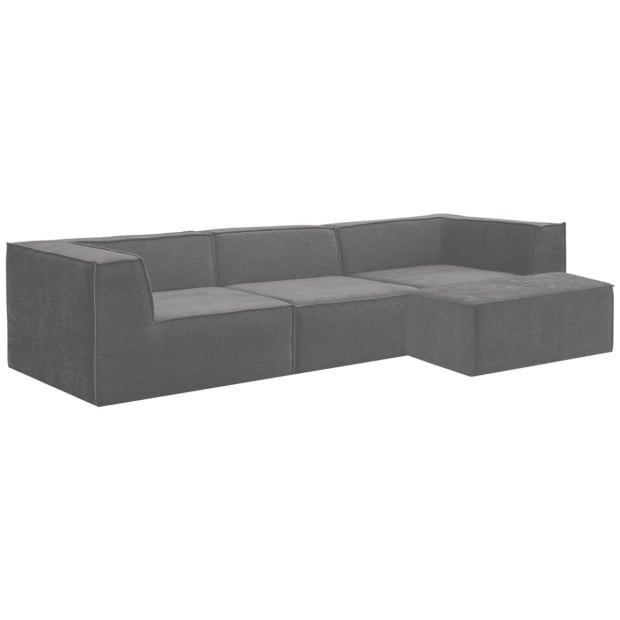 Sarantino Novi 3-Seater Modular Sofa with Ottoman - Grey Image 3