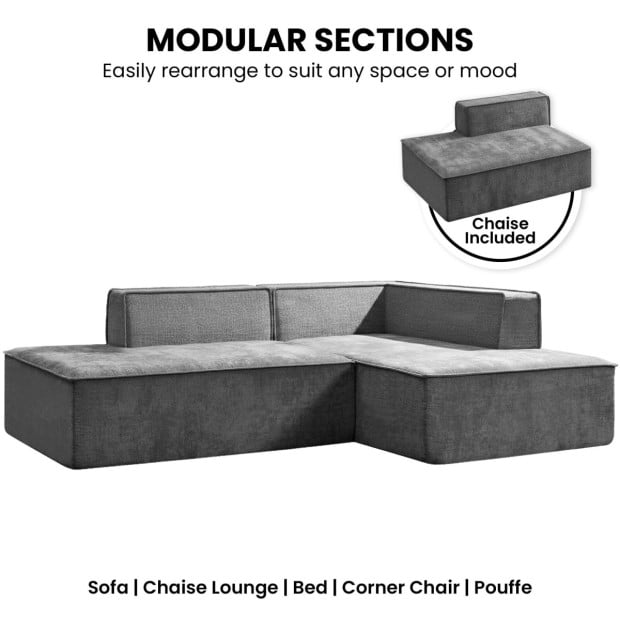 Sarantino Vani 3 Seater Modular Sofa Set - Dark Grey Image 5