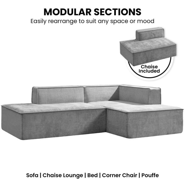 Sarantino Vani 3 Seater Modular Sofa Set - Light Grey Image 5