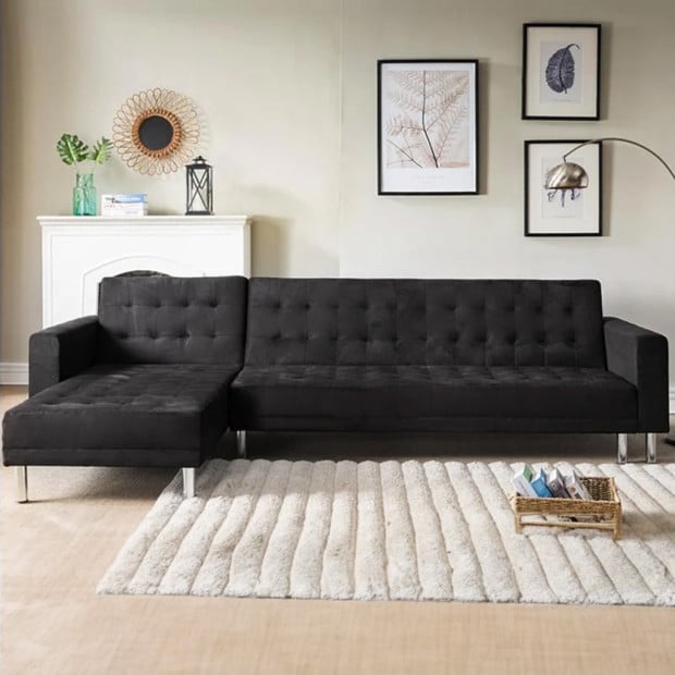 Vera Modular Tufted Sofa Bed with Chaise by Sarantino - Black Image 7