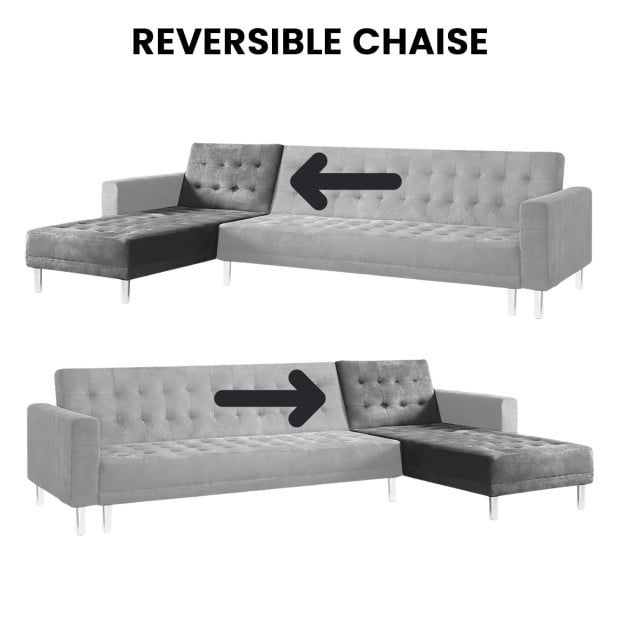 Vera Modular Tufted Sofa Bed with Chaise by Sarantino - Grey Image 5