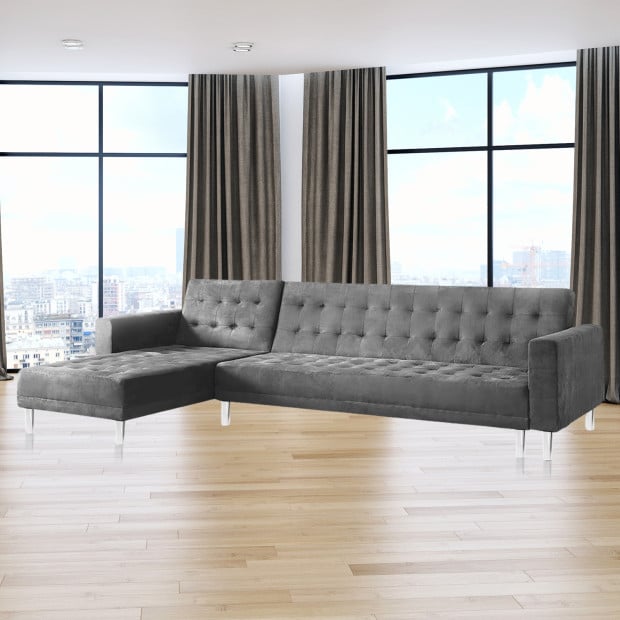 Vera Modular Tufted Sofa Bed with Chaise by Sarantino - Grey Image 6