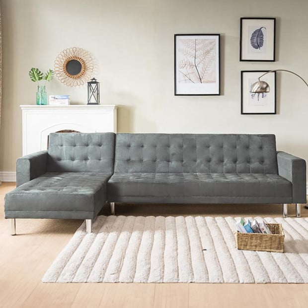 Vera Modular Tufted Sofa Bed with Chaise by Sarantino - Grey Image 7