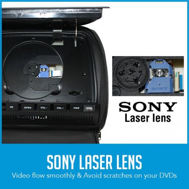 2x 9in Headrest DVD Player Car Monitor 1080p Usb Sony Lens Black Image 4