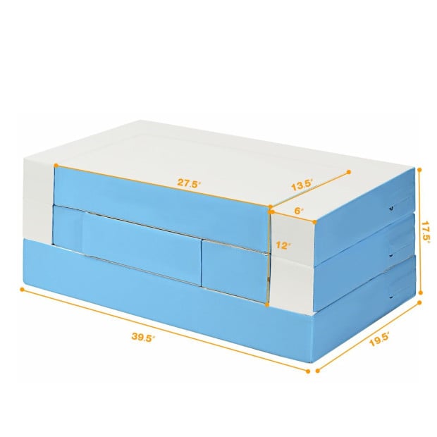 4-in-1 Kids Multi-functional Combination Sofa Set w/ PU Surface Blue Image 4
