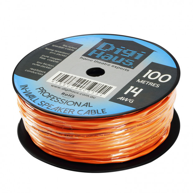 100m Premium In-Wall Speaker Cable, 14 AWG, Fire Rated