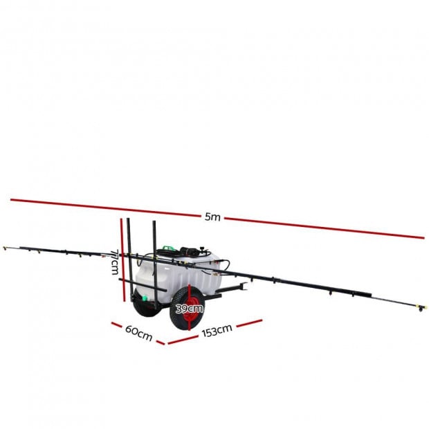 100L ATV Weed Sprayer 5M Boom Trailer Spot Spray Tank Farm Pump Image 2