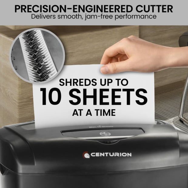 Centurion 21L Cross-Cut Office Shredder 10-Sheet Paper, CD & Credit Card Security Image 10
