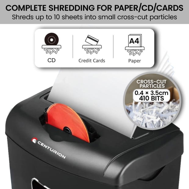 Centurion 21L Cross-Cut Office Shredder 10-Sheet Paper, CD & Credit Card Security Image 11