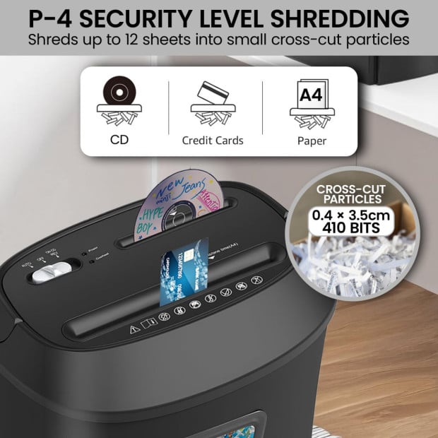 Centurion 25L 12-Sheet Paper Shredder Electric Cross-Cut Home & Office Cutter Image 8