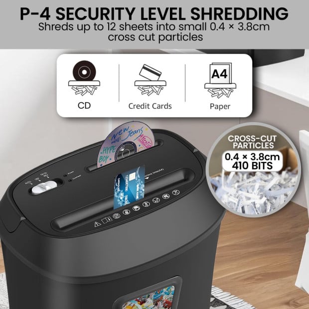 Centurion 25L 12-Sheet Paper Shredder Electric Cross-Cut Home & Office Cutter Image 3
