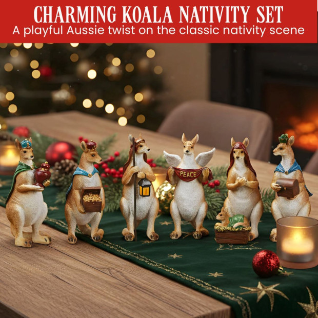 Christabelle 17cm Kangaroo Christmas Nativity Scene Christmas Tree Decoration Ornaments 7 Piece Set Image 4