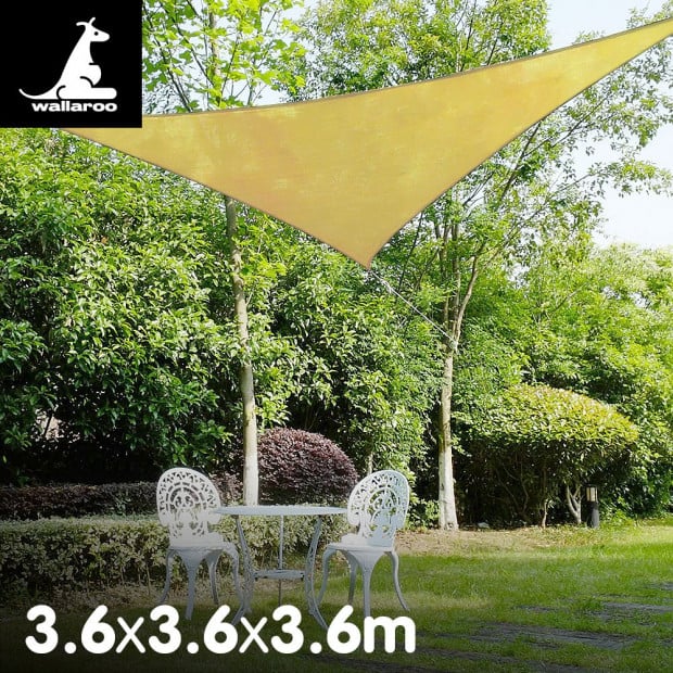 Wallaroo Triangular Shade Sail: 3.6 x 3.6 x 3.6m - Sand