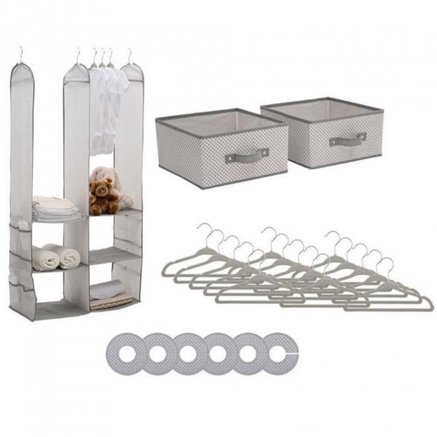Delta Children 24 Piece Nursery Storage Set Cool Grey Image 2