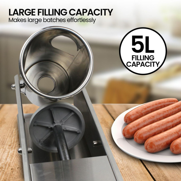 Pronti Stainless Steel Horizontal Sausage Stuffer - 5L Image 7