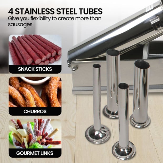 Pronti Stainless Steel Horizontal Sausage Stuffer - 5L Image 8