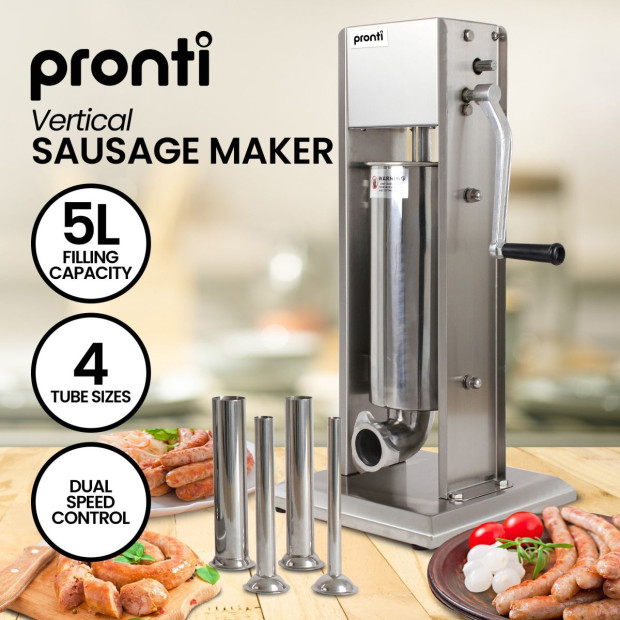 Pronti Stainless Steel Vertical Sausage Stuffer - 5L