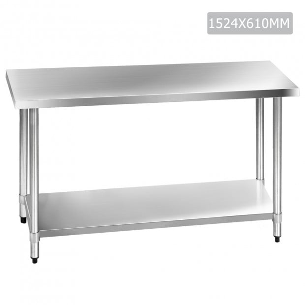 1524 x 610mm Commercial Stainless Steel Kitchen Bench