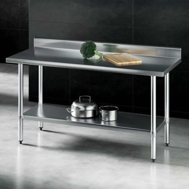 Stainless Steel Kitchen Bench W/ Splashback 1500x600mm 430 Image 7