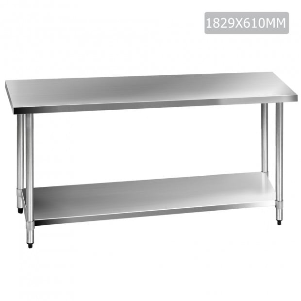 610 x 1829mm Commercial Stainless Steel Kitchen Bench