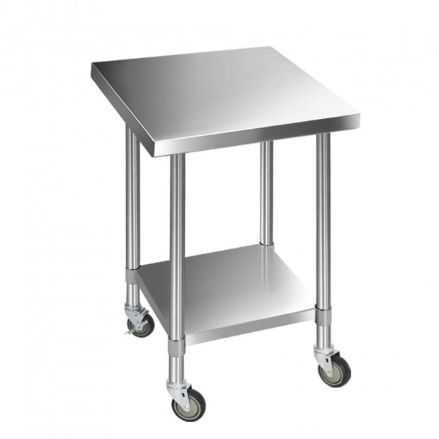 762 x 762mm Stainless Steel Work Bench with 4pcs Castor Wheels Image 3