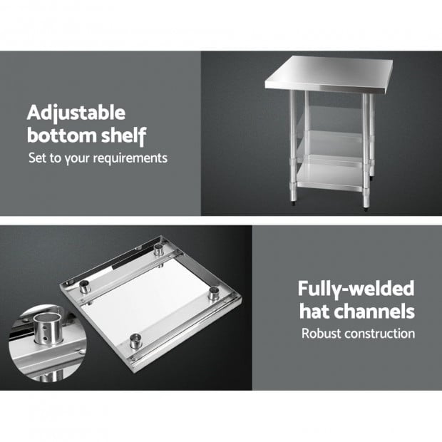 762 x 762mm Stainless Steel Work Bench with 4pcs Castor Wheels Image 4