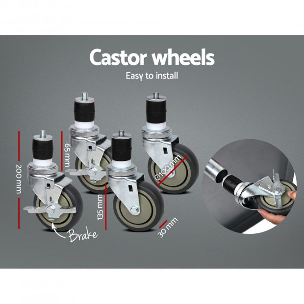 762 x 762mm Stainless Steel Work Bench with 4pcs Castor Wheels Image 7