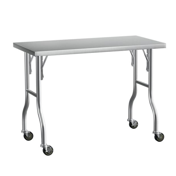 Stainless Steel Kitchen Benches Work Bench Wheels 122x61cm 430