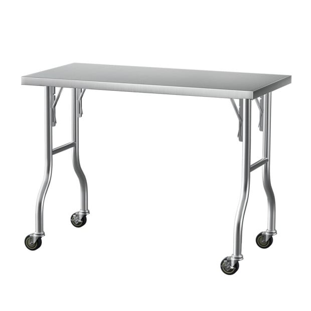 Stainless Steel Kitchen Benches Work Bench Wheels 122x61cm 430 Image 3