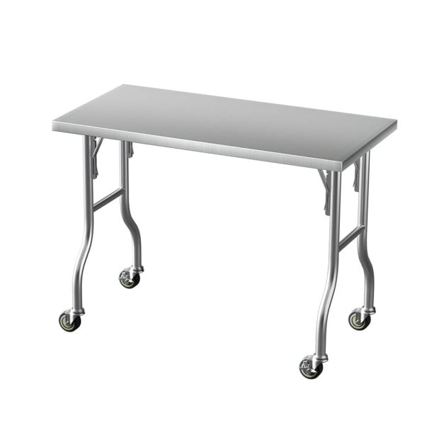 Stainless Steel Kitchen Benches Work Bench Wheels 122x61cm 430 Image 4