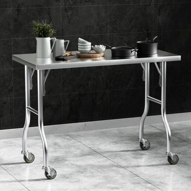 Stainless Steel Kitchen Benches Work Bench Wheels 122x61cm 430 Image 7