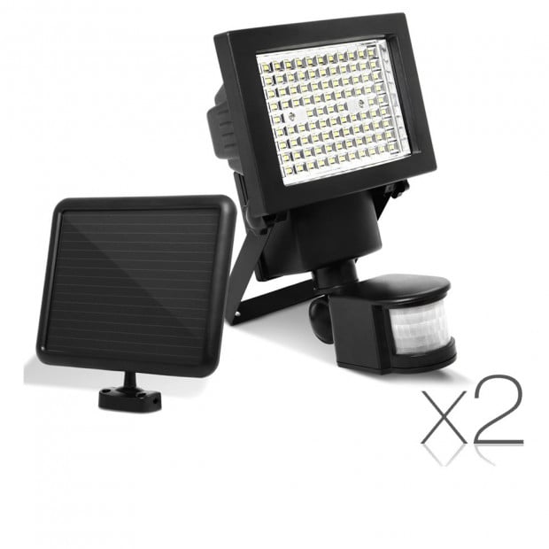 Set of 2 100 LED Solar Powered Motion Sensor Lights Image 1
