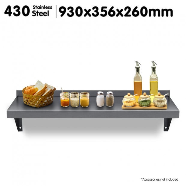 930x356mm Stainless Steel Wall Mounted Shelf