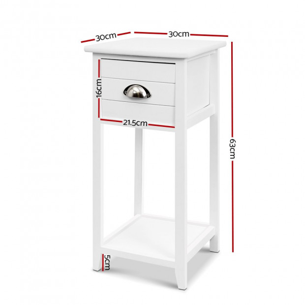 Bedside Table Nightstand Drawer Storage Cabinet Lamp Side Shelf White Image 2