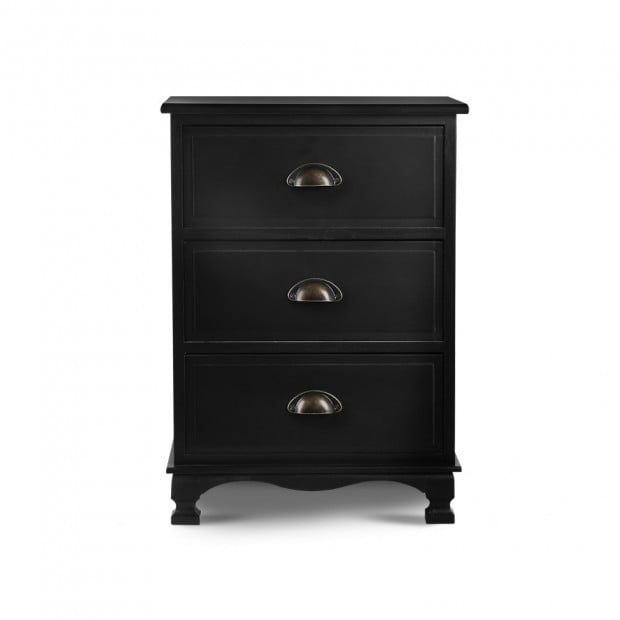 Vintage Bedside Table Chest Storage Cabinet Nightstand Black Image 3