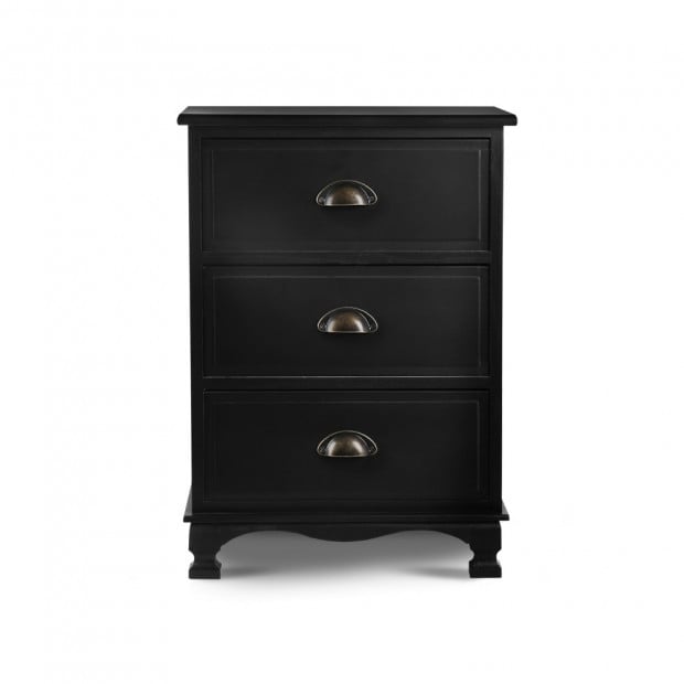 Vintage Bedside Table Chest Storage Cabinet Nightstand Black