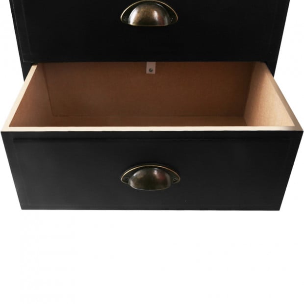 Vintage Bedside Table Chest Storage Cabinet Nightstand Black Image 4