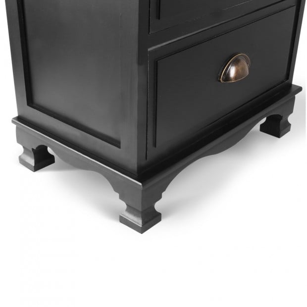 Vintage Bedside Table Chest Storage Cabinet Nightstand Black Image 6