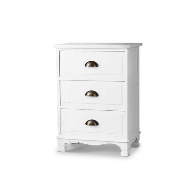 Vintage Bedside Table Chest Storage Cabinet Nightstand White