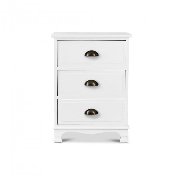 Vintage Bedside Table Chest Storage Cabinet Nightstand White Image 3