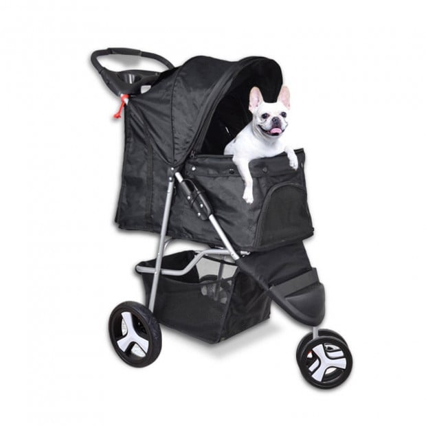 Deluxe Foldable Dog Cat Pet Stroller Travel Carrier Black Image 2