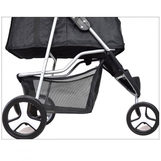 Deluxe Foldable Dog Cat Pet Stroller Travel Carrier Black Image 4