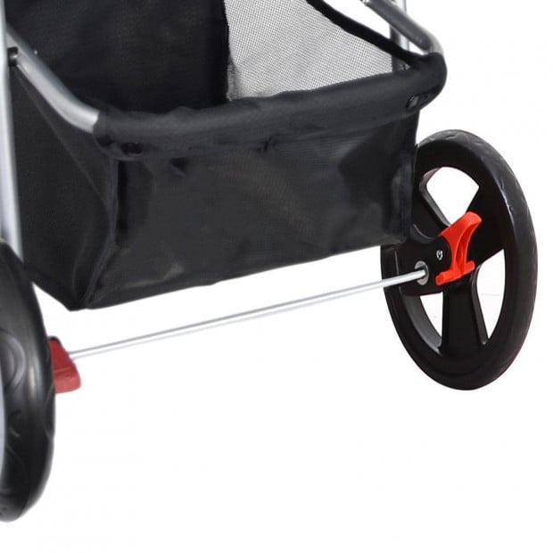 Deluxe Foldable Dog Cat Pet Stroller Travel Carrier Black Image 6